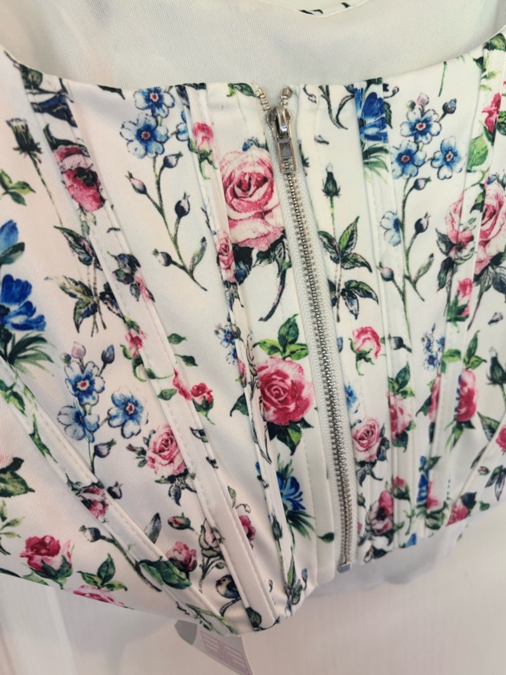 Marthea NWT size Medium Floral Corset Scoop Neck Cropped Zipper Summer Festival - Picture 4 of 5